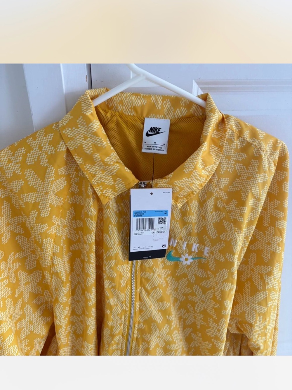 Nike Yellow Floral-Pattern Bomber Jacket
